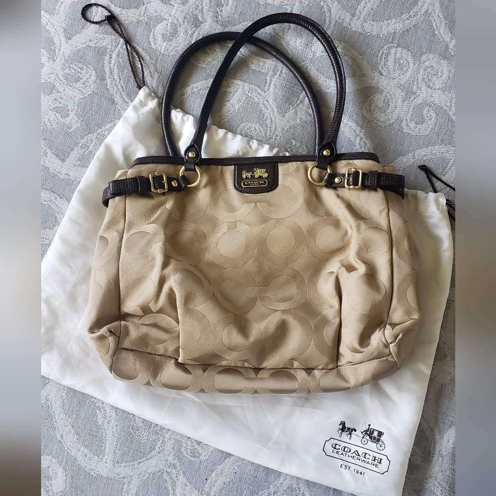 Tan Coach purse